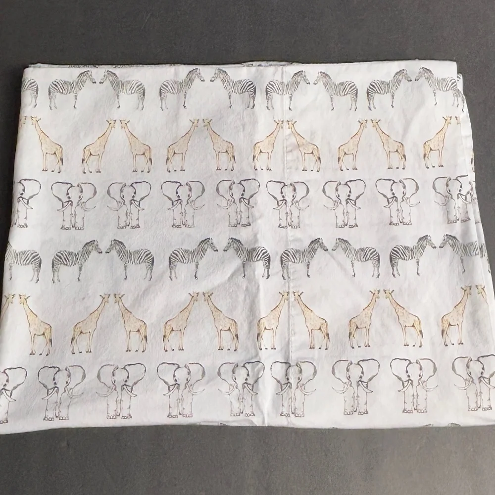 Restoration Hardware Baby Child Safari Crib Sheet Set + Toddler Pillow Case 3 Pc